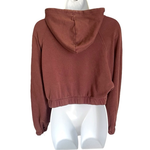 Aeropostale Women’s Small Maroon Puff Sleeve Crop Top Boho Cottagecore Hoodie - Picture 2 of 7
